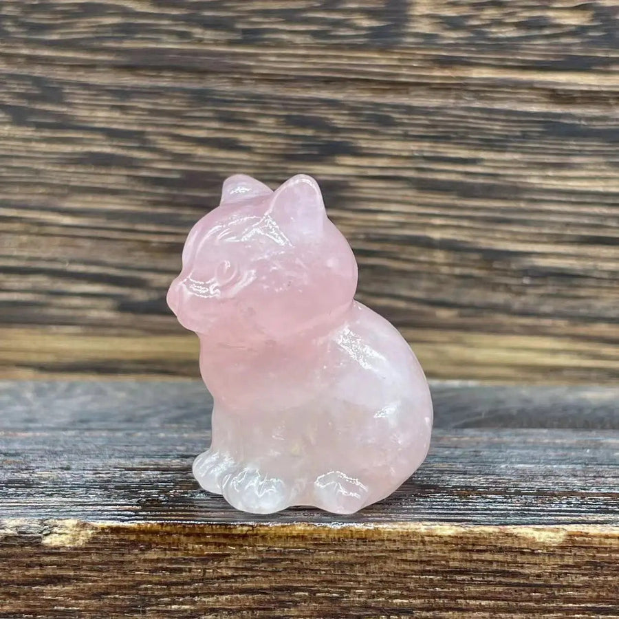 Rose Quartz Gemstone Kitten, The Lucky Cat Shop