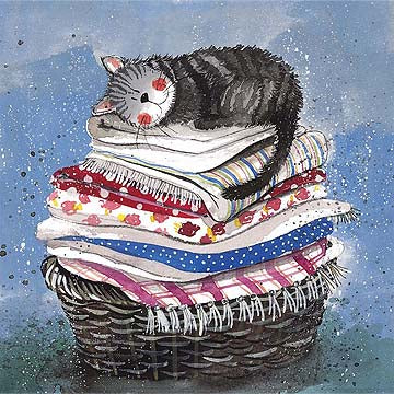 Laundry Basket Greetings Card by Alex Clark