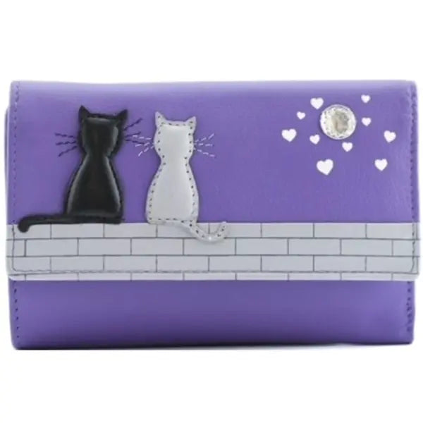 Cats at Night Tri-fold purse purple